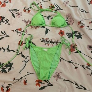 target neon green bathing suit set